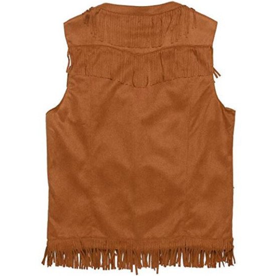 Men's MFJ021 Cowboy Fringe Brown Vest