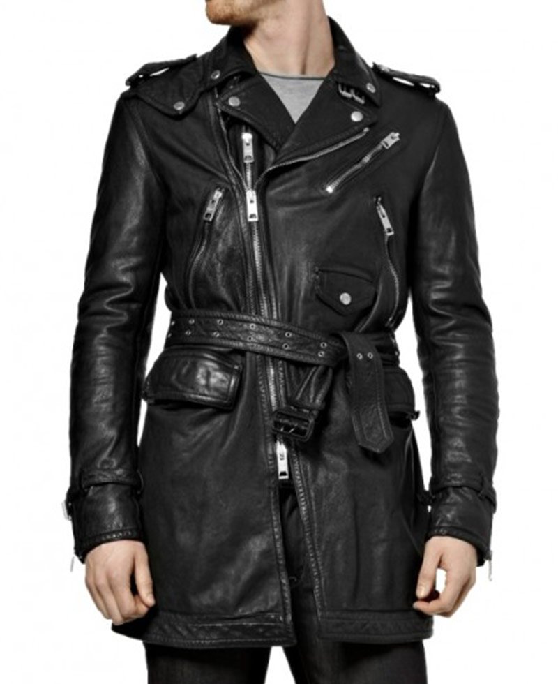 mid length leather jacket mens