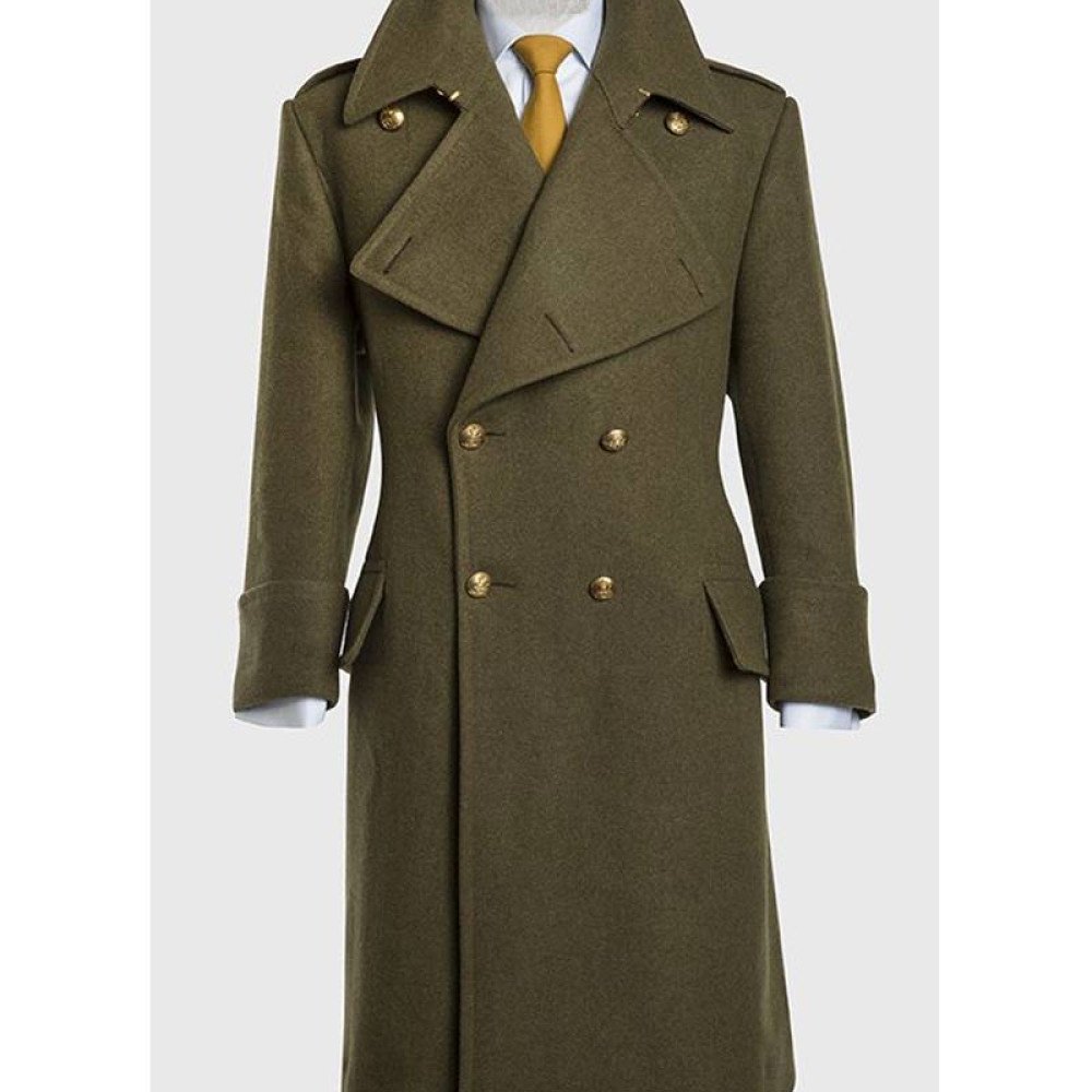 Men's Double Breasted Wool Military British Greatcoat - Films Jackets