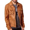 Men's Multi Pockets Casual Tan Brown Leather Jacket