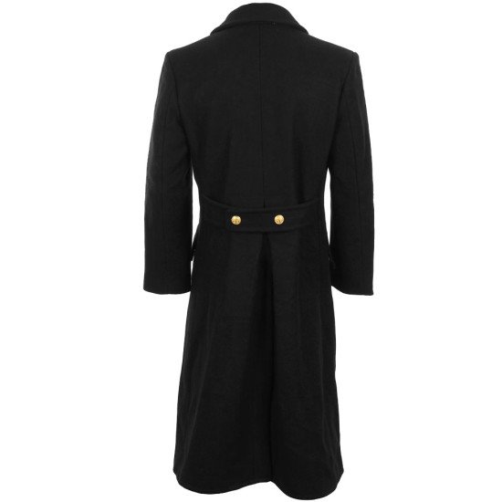 Men's Navy Black Military Greatcoat | Wool Trench Coat - Films Jackets