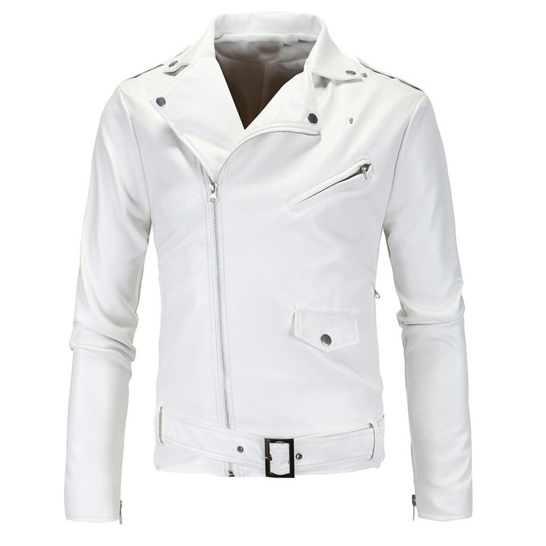 Men's Nevada White Leather Motorcycle Jacket - Films Jackets