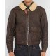 Men's Pilots Shearling Brown Leather Jacket With Fur Collar