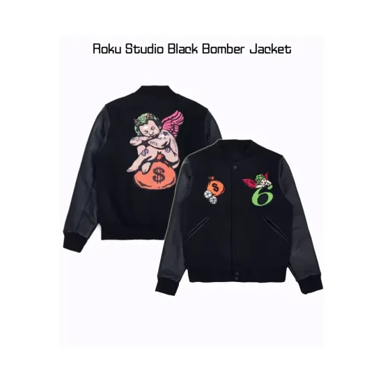 Men's Roku Studio Black Bomber Jacket