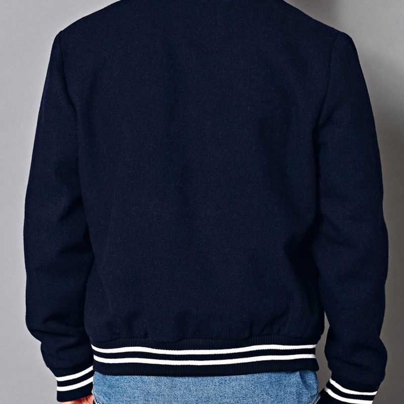 Men's Navy Blue Bomber Prep School Jacket