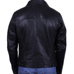 Men's Shirt Collar Button Leather Jacket - Films Jackets