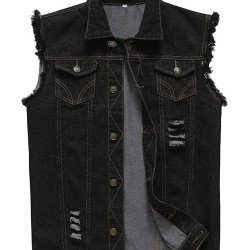 Men's Denim Black Vest