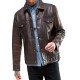 Men's Trucker Rustic Buff Shirt Collar Leather Jacket