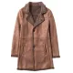 Men's Single Breasted Mid Length Shearling Brown Trench Coat