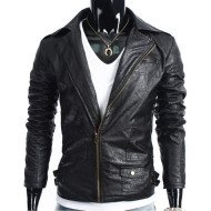 Men's Slim Fit Biker Style Leather Jacket