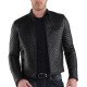 Men's Slim Fit Casual Wear Black Leather Quilted Jacket