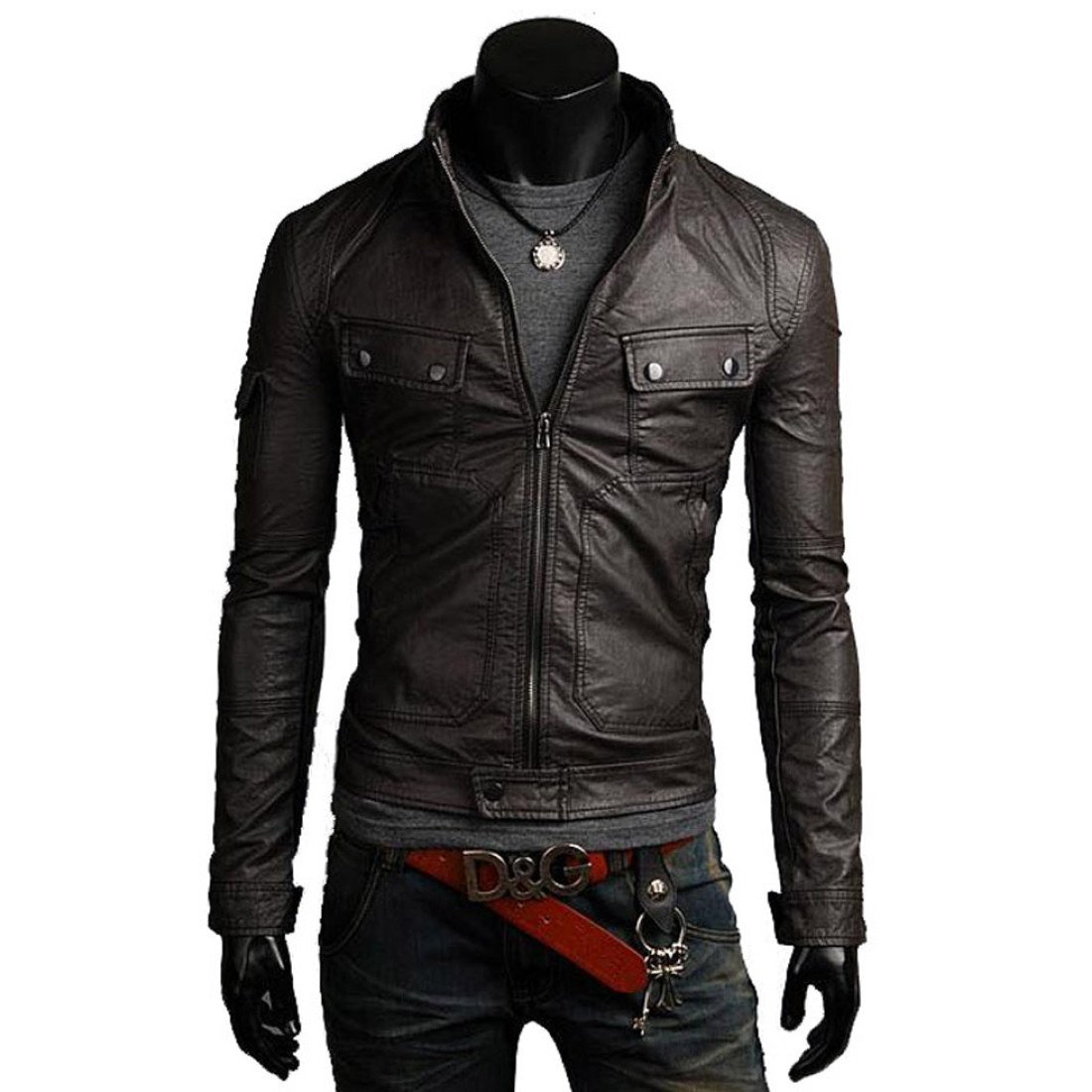 Motorcycle Leather Jacket Slim Fit