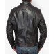 Men's Stand Collar Waxed Design Motorcycle Black Leather Jacket