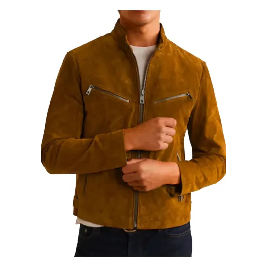 Men's Snap Tab Collar Suede Peccary Jacket