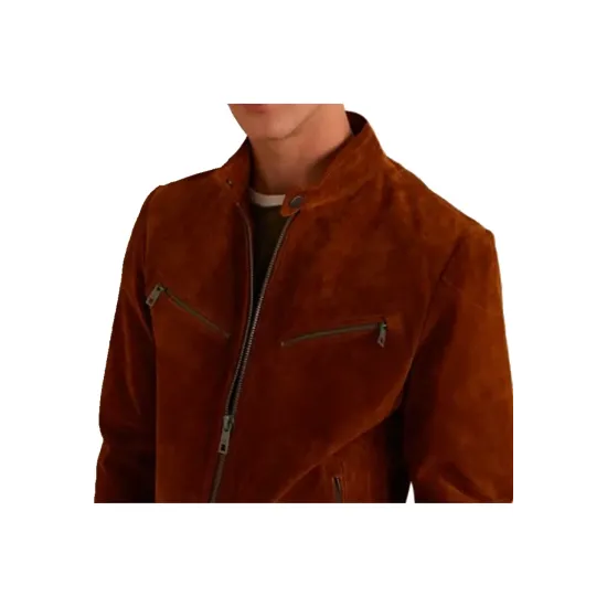 Men's Snap Tab Collar Suede Peccary Jacket