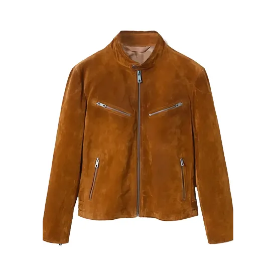 Men's Snap Tab Collar Suede Peccary Jacket