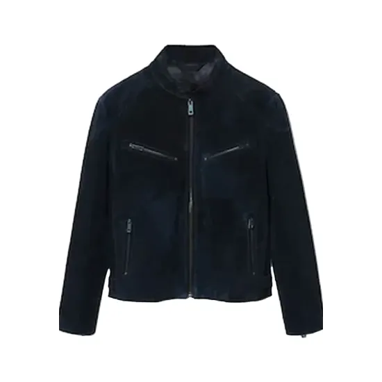 Men's Snap Tab Collar Suede Peccary Jacket