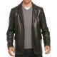 Men's Two Button Smooth Black Leather Blazer