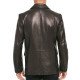 Men's Two Button Smooth Black Leather Blazer