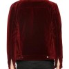 Men's Velvet Red Jacket with Faux Fur Collar