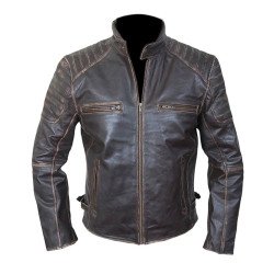 Men's Vintage Motorcycle Brown Waxed Leather Jacket - FilmsJackets