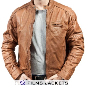 Men's Motorcycle Vintage Soft Tan Leather Jacket