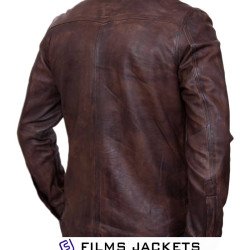 Men's Shirt Vintage Waxed Brown Leather Jacket