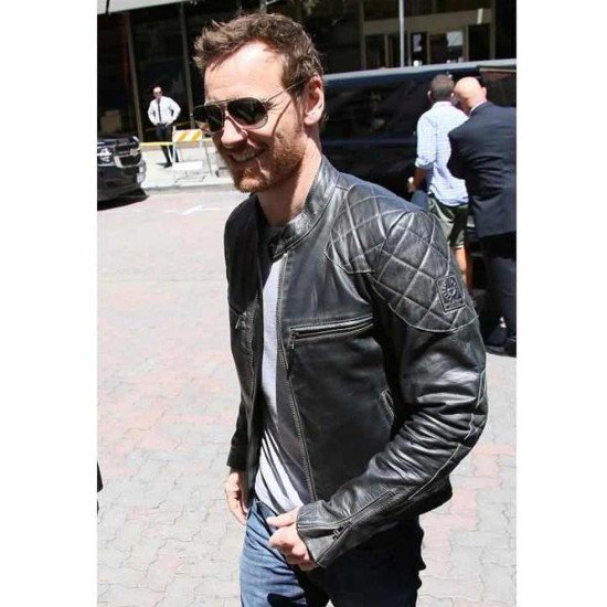 Michael Fassbender Street Style Black Leather Jacket