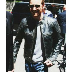 Michael Fassbender Street Style Black Leather Jacket