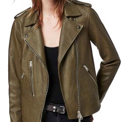 Monsterland Roberta Colindrez Olive Green Motorcycle Leather Jacket