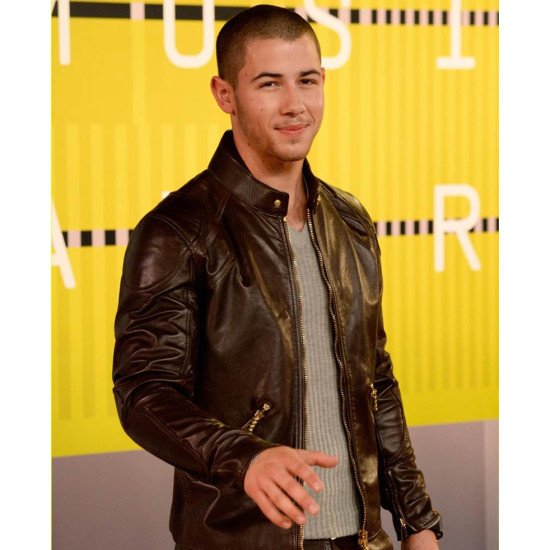 Nick Jonas Brown Leather Jacket