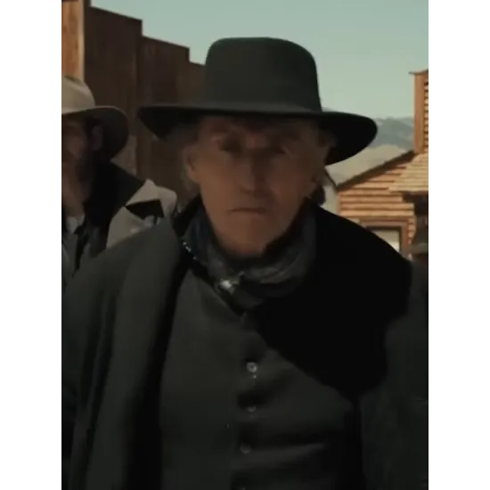 Murder at Yellowstone City 2022 Gabriel Byrne Black Coat