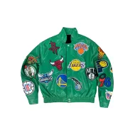 NBA Team Collage Jeff Hamilton Green Leather Jacket