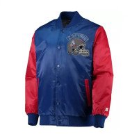 Bomber New England Patriots Royal Blue Satin Jacket