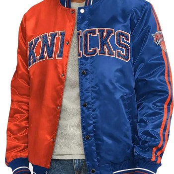 NY Knicks Orange and Blue Varsity Jacket