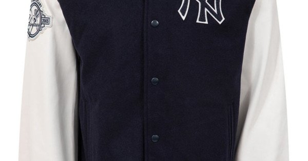 NY Yankees Navy Blue and White Letterman Jacket