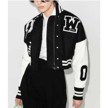 Off White Black and White Cropped Jacket