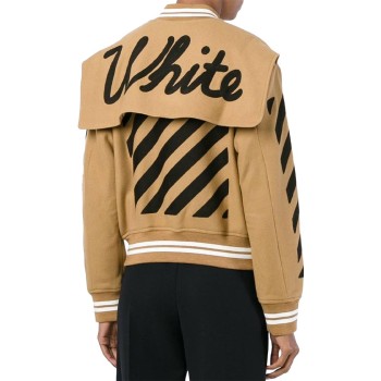 Off White Black Striped Brown Jacket