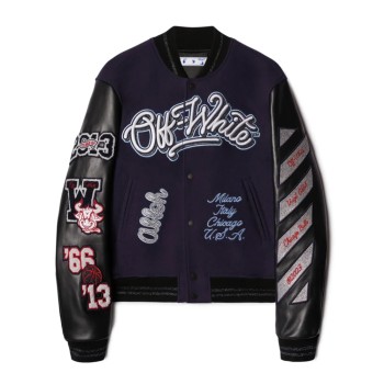 Off White Chicago Bulls Blue Varsity Jacket