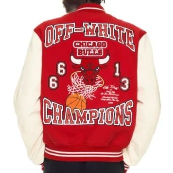 Off White Chicago Bulls Red Varsity Jacket