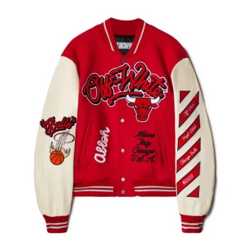 Off White Chicago Bulls Red Varsity Jacket