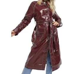 Only Murders in the Building Mabel Maroon Leather Coat