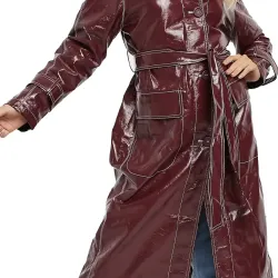 Only Murders in the Building Mabel Maroon Leather Coat