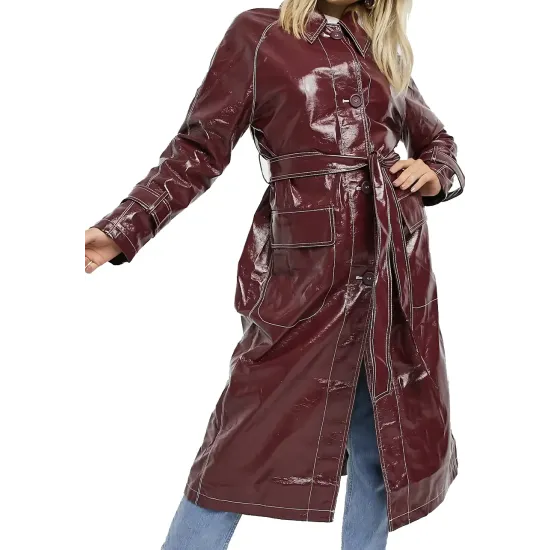 Only Murders in the Building Mabel Maroon Leather Coat