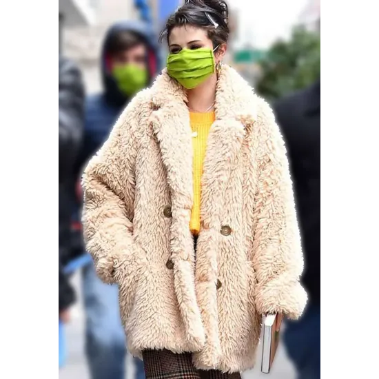 Selena Gomez Only Murders in the Building Fur Peacoat