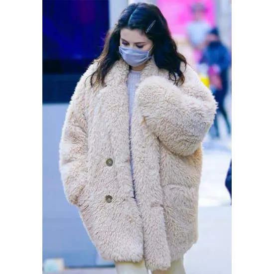 Selena Gomez Only Murders in the Building Fur Peacoat