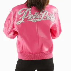 Pelle Pelle Encrusted Studded Leather Pink Jacket