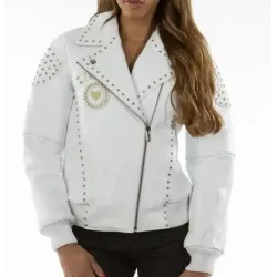 Pelle Pelle Rebel Soul White Studded Jacket