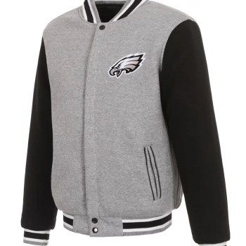 Philadelphia Eagles Gray and Black Varsity Jacket