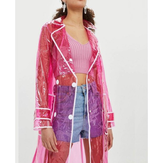 Pink clear raincoat best sale